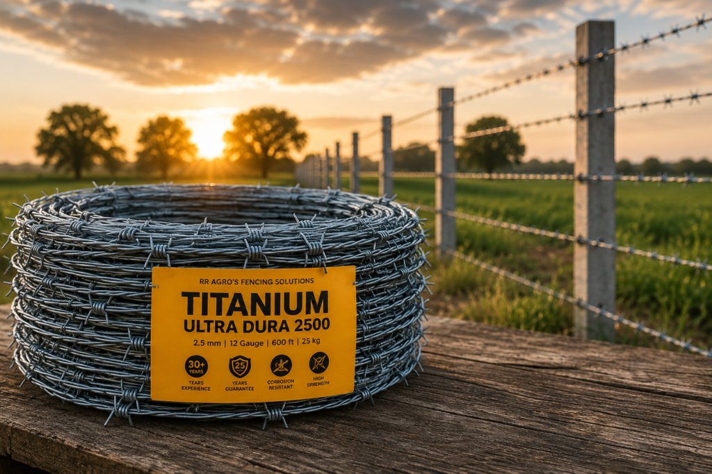 Titanium Barbed Wire at Sunset
