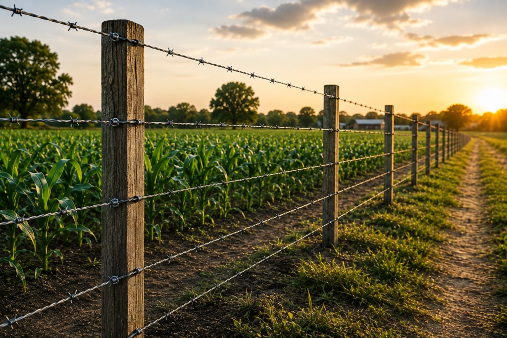 Golden Hour Farm Fence