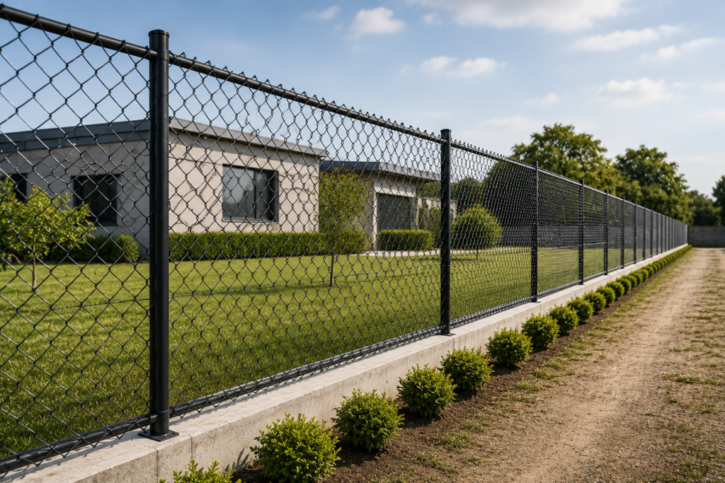 Landscaped Fence Along Modern Property