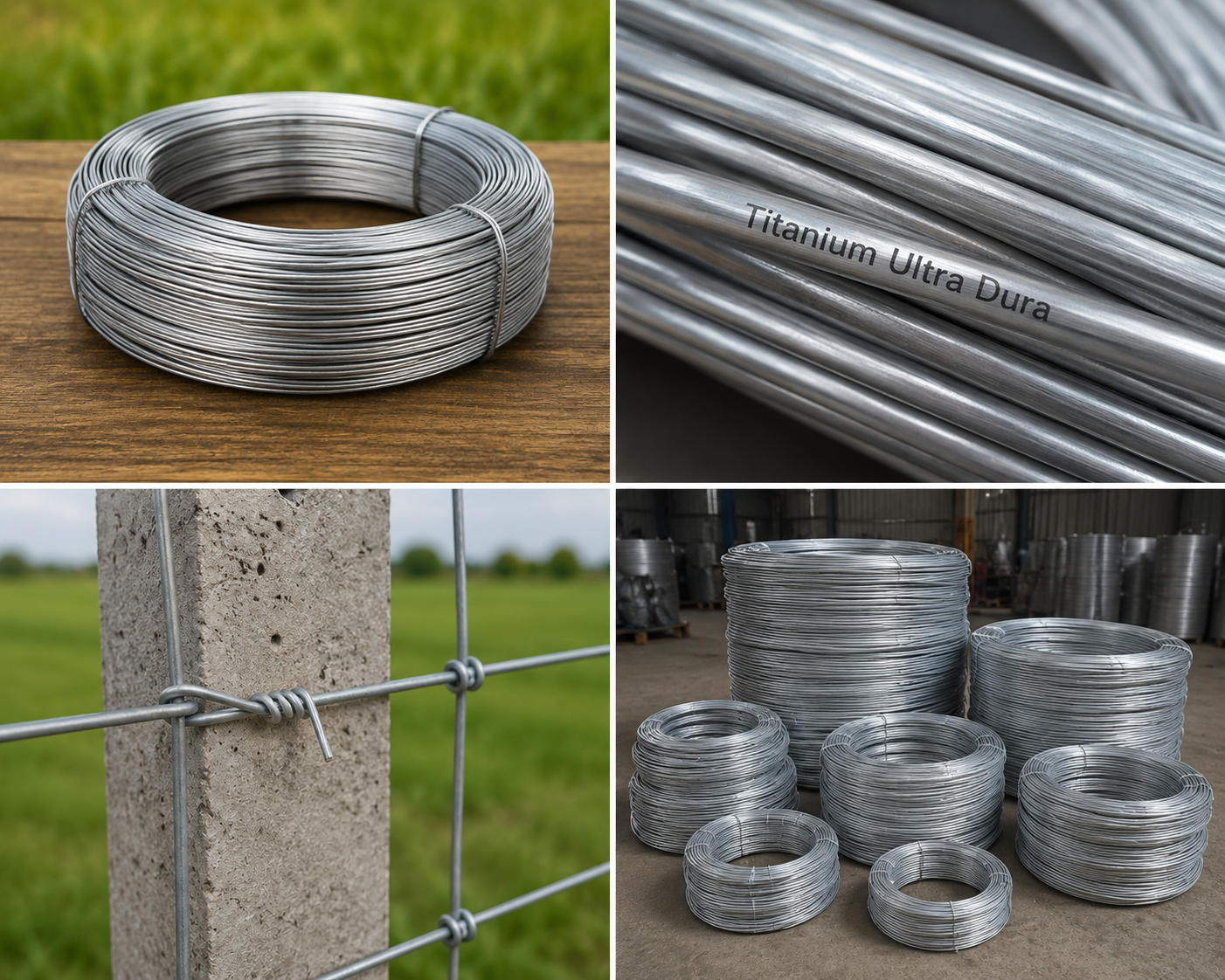 Galvanized Wire Coils and Fence Tie Montage